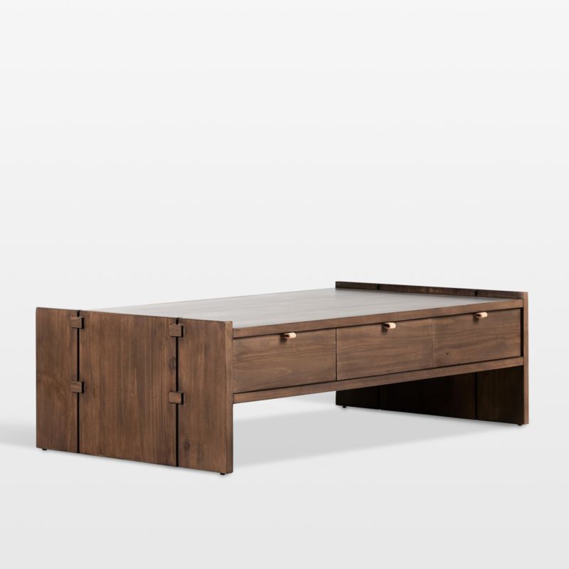 Oscar Brown Pine Wood 52" Rectangular Storage Coffee Table - image 2 of 11