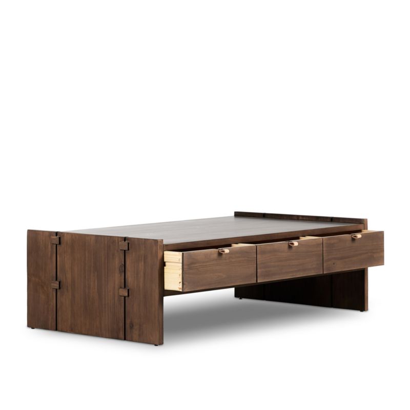 Oscar Brown Pine Wood 52" Rectangular Storage Coffee Table - image 5 of 11