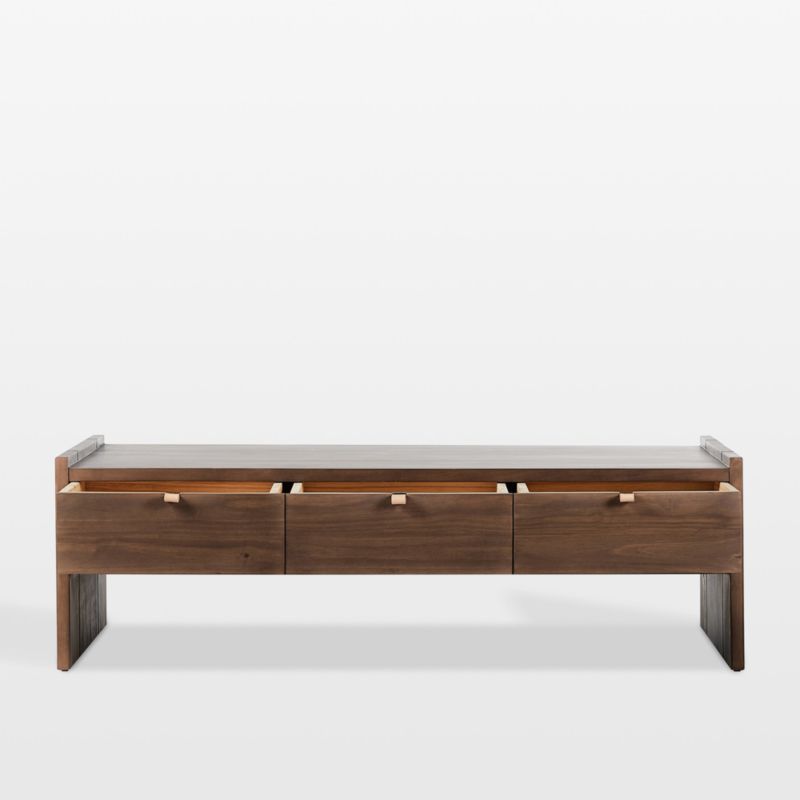 Oscar Brown Pine Wood 52" Rectangular Storage Coffee Table - image 4 of 11