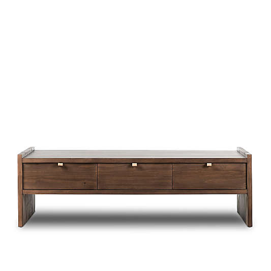 Oscar Brown Pine Wood 52" Rectangular Storage Coffee Table