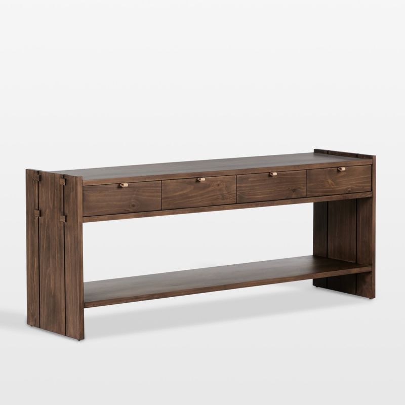 Oscar Brown Pine Wood 78" Rectangular Storage Console Table - image 3 of 12