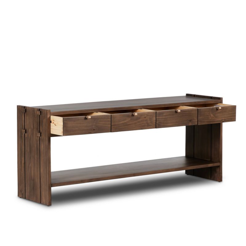 Oscar Brown Pine Wood 78" Rectangular Storage Console Table - image 4 of 12