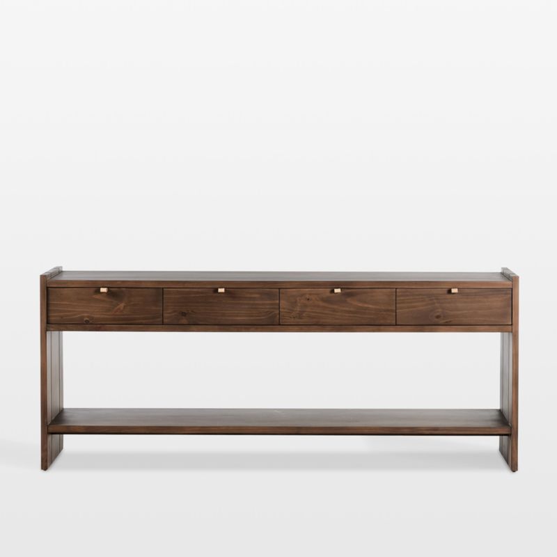 Oscar Brown Pine Wood 78" Rectangular Storage Console Table - image 0 of 12