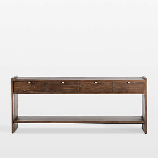 Oscar Brown Pine Wood 78" Rectangular Storage Console Table