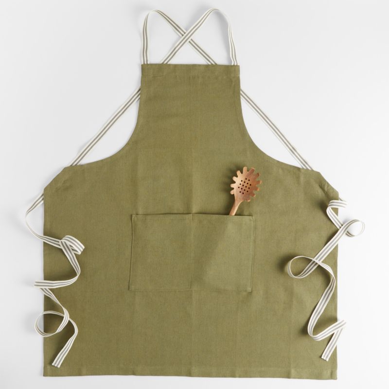 Oslo Cross-Back Green Apron with Pocket - image 0 of 11