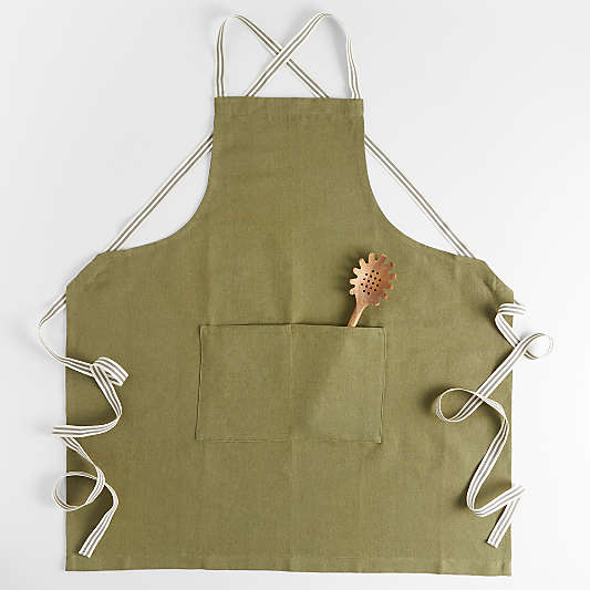 Oslo Cross-Back Green Apron with Pocket