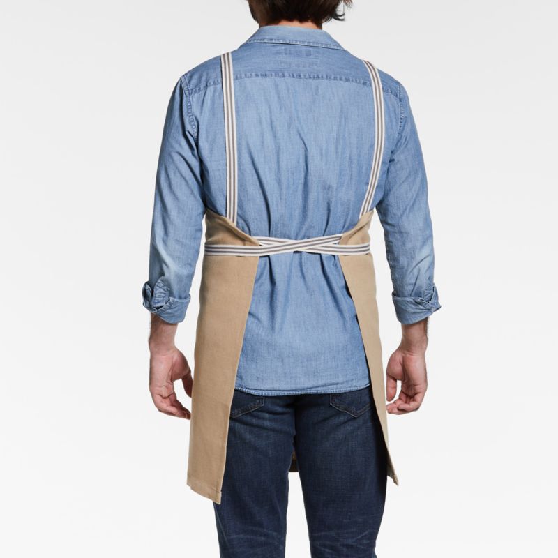 Oslo Cross-Back Natural Beige Apron with Pocket - image 5 of 11