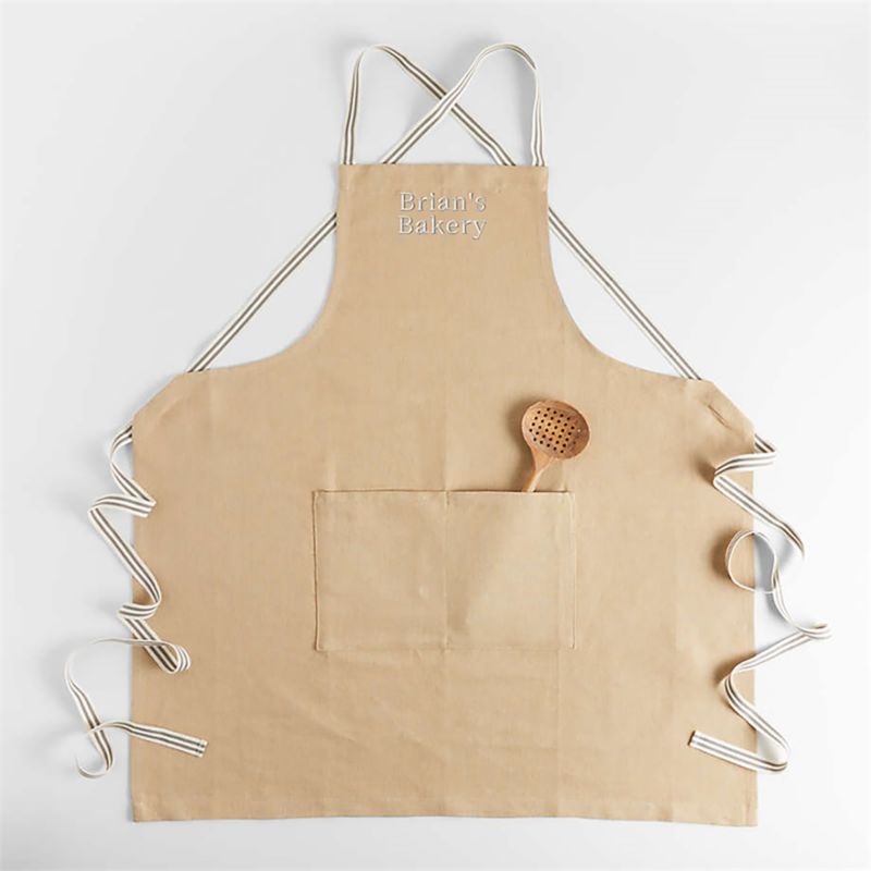 Oslo Cross-Back Natural Beige Apron with Pocket - image 10 of 11