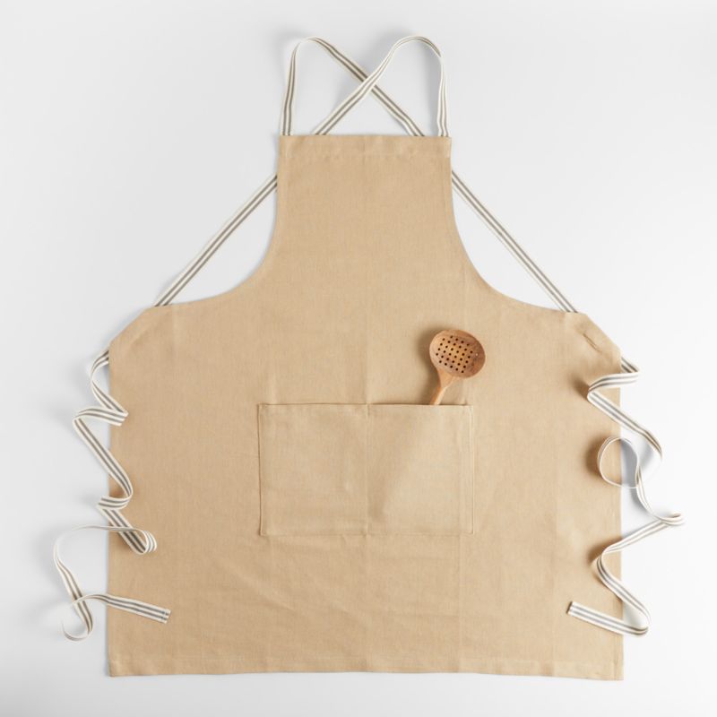 Oslo Cross-Back Natural Beige Apron with Pocket - image 0 of 11