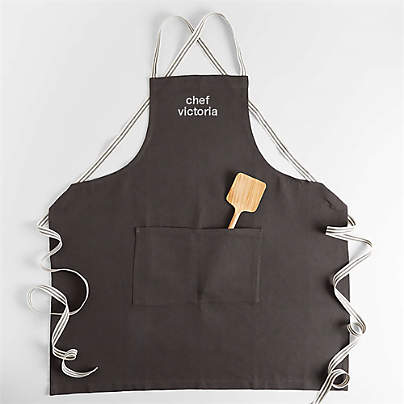 Oslo Cross-Back Grey Linen-Organic Cotton Apron with Pocket
