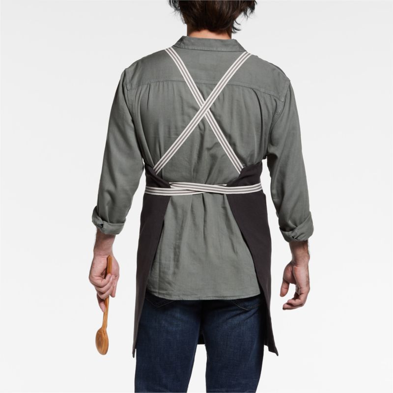 Oslo Cross-Back Grey Apron with Pocket - image 4 of 10