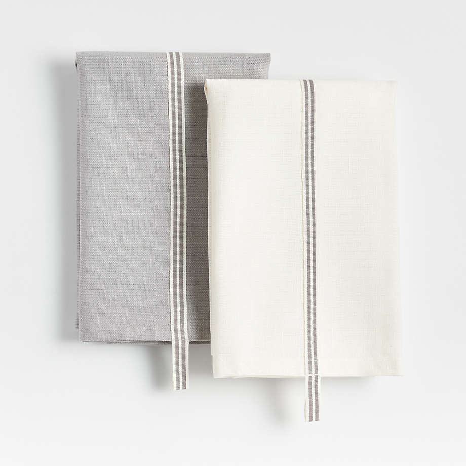 Modern Essentials Oversized Recycled Cotton Terry Kitchen Towels (Set of 5)  - Grey & White