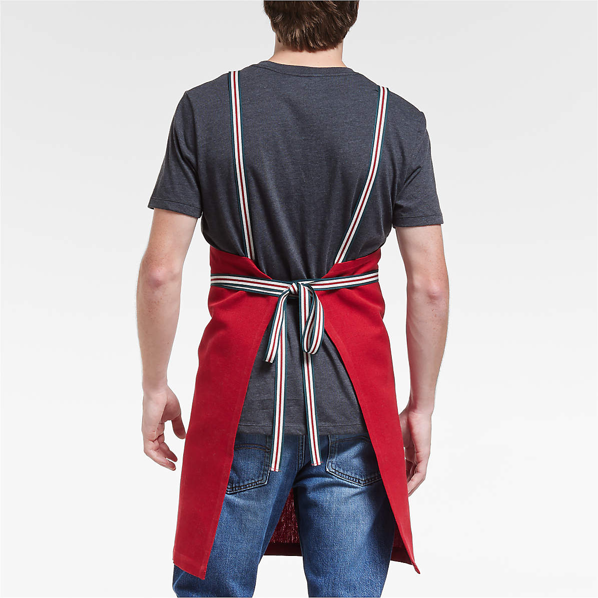 Oslo Red Organic Cotton Apron with Pockets + Reviews | Crate & Barrel