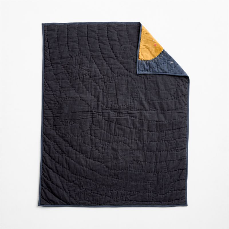 Outer Orbit Navy Organic Crib Baby Quilt - image 4 of 7