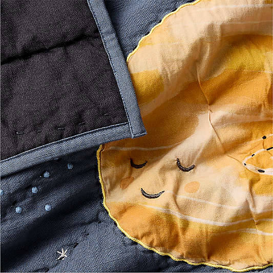 Outer Orbit Navy 100% Organic Baby Crib Quilt