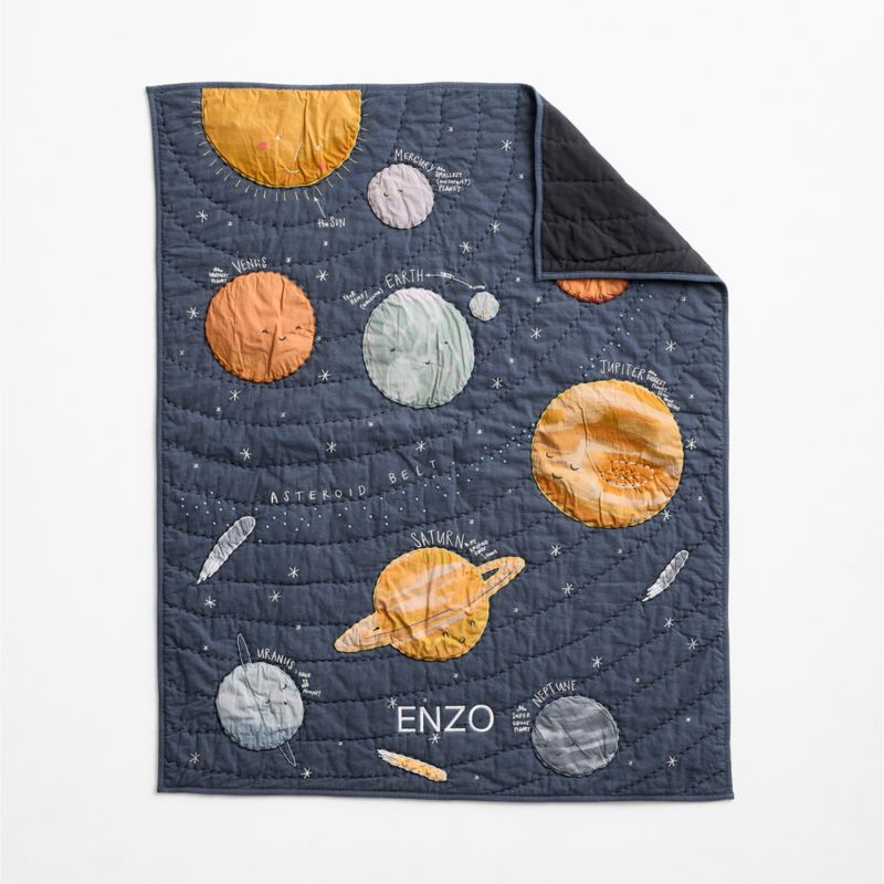 Outer Orbit Navy Organic Crib Baby Quilt - image 2 of 7