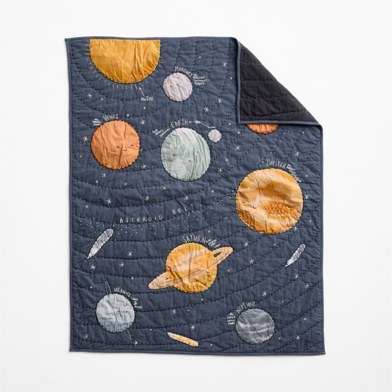 Outer Orbit Navy Organic Crib Baby Quilt - image 3 of 7