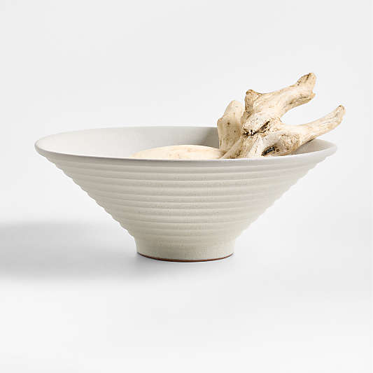 Otsu White Ceramic Textured Centerpiece Bowl 14"