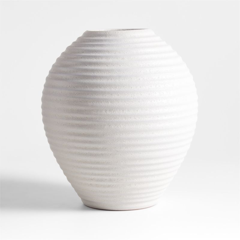 Otsu Round White Ceramic Textured Vase 12" - image 8 of 10