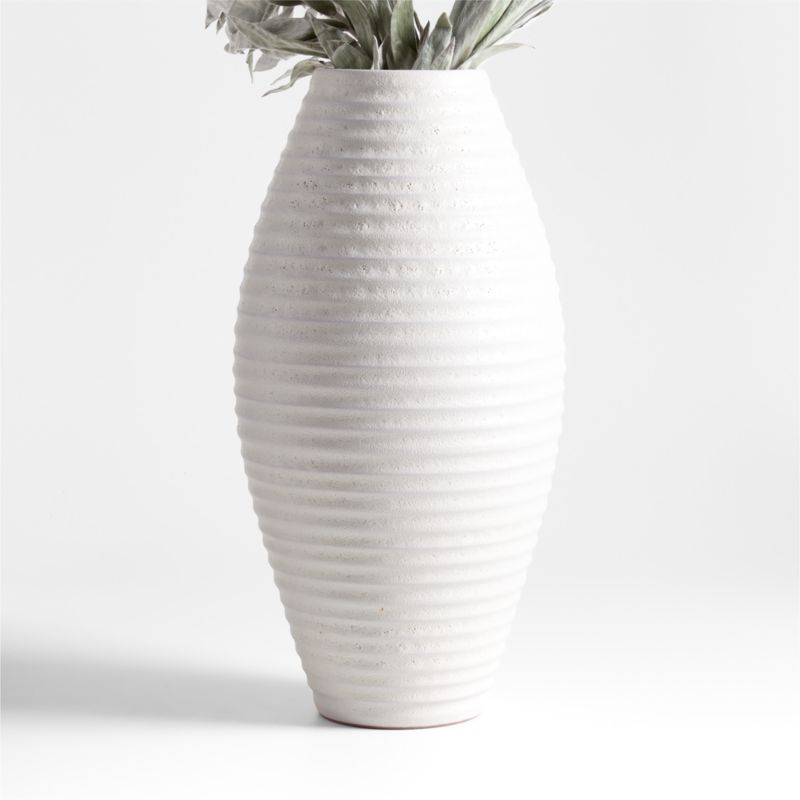 Otsu Tall White Ceramic Textured Vase 16" - image 0 of 9