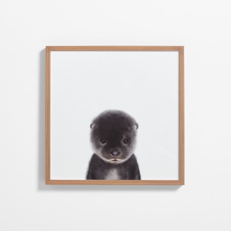 Baby Sea Otter Walnut Wood Framed Wall Art Print - image 0 of 7