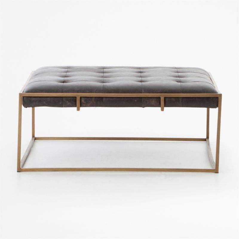 Ottilie Square Leather Coffee Table, Leather Upholstered Coffee Table