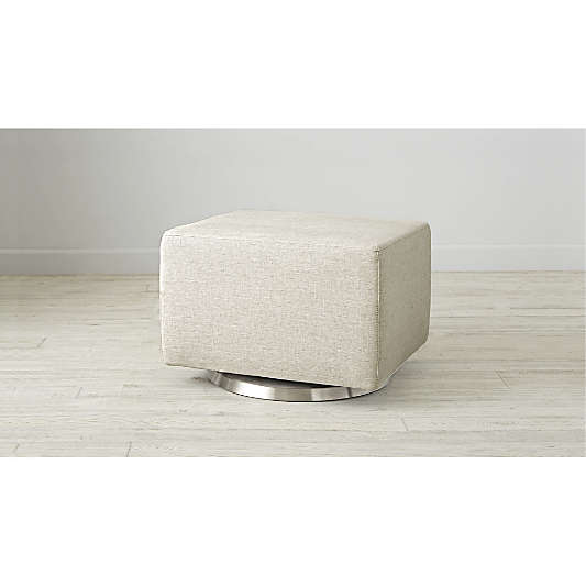 Milo Cream Nursery Gliding Ottoman with Silver Base