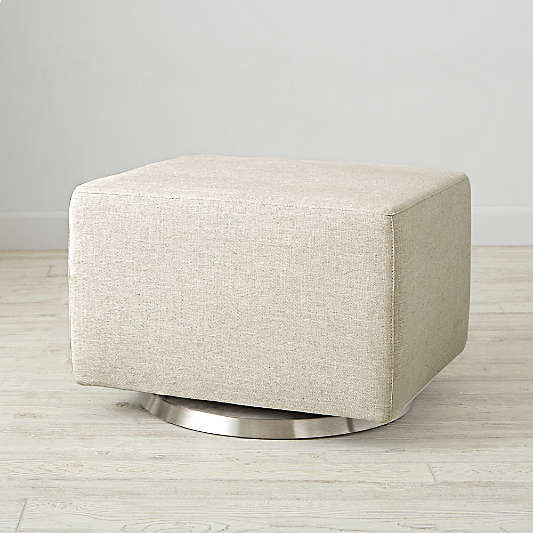 Milo Cream Nursery Gliding Ottoman with Silver Base