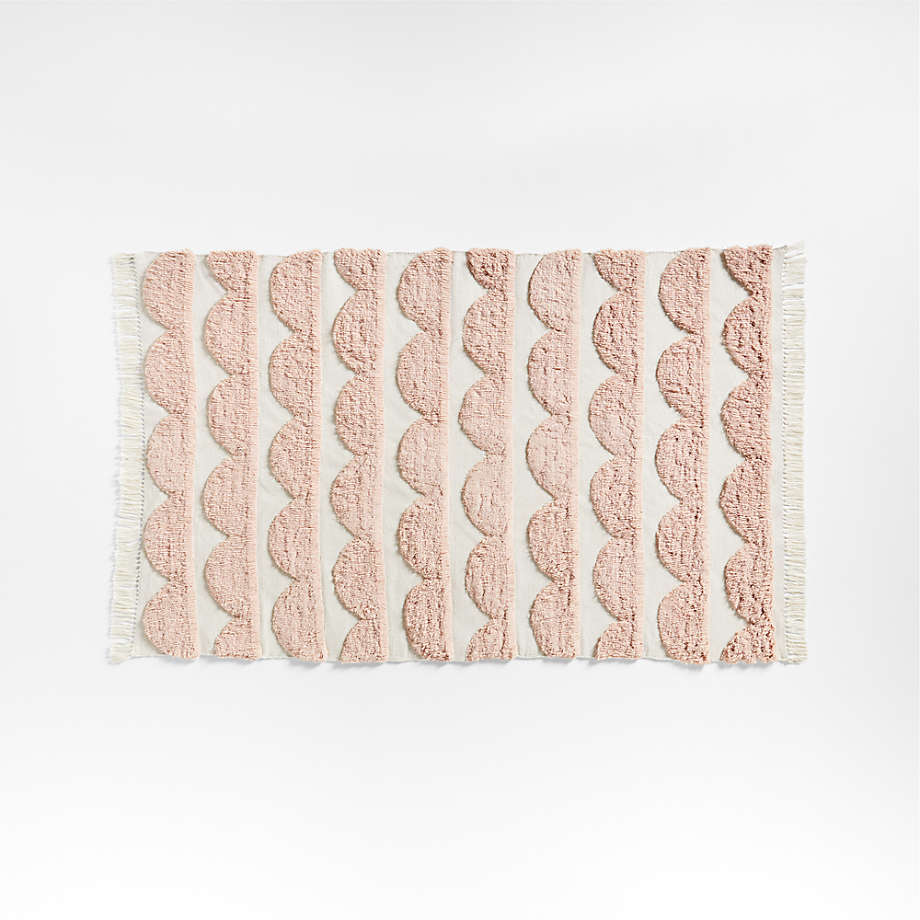 Oulu Kids Handwoven Pink and White Scallop Textured Kids