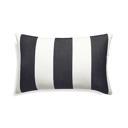 Sunbrella ® 20"x13" Black Cabana Stripe Outdoor Pillow