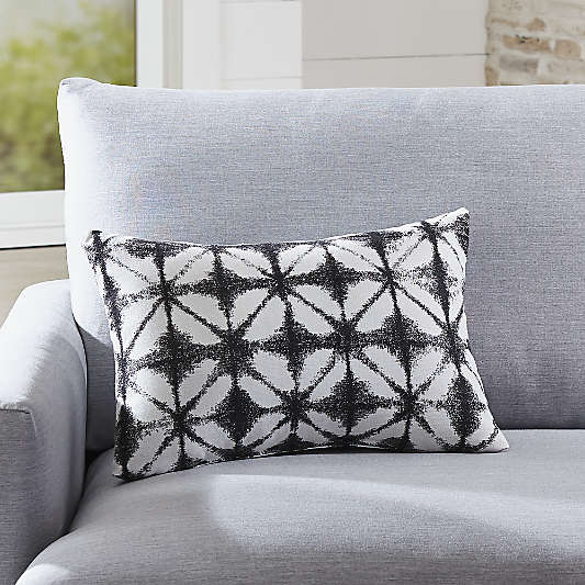 Sunbrella ® Shibori Charcoal Outdoor Lumbar Pillow