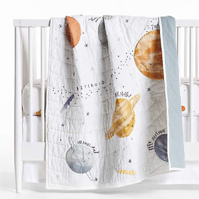 Outer Space Organic Cotton Baby Crib Quilt