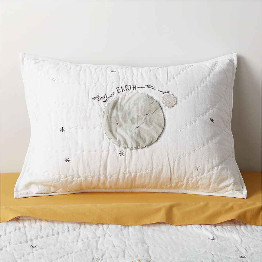 Outer Space Organic Cotton Kids Pillow Sham + Reviews | Crate & Kids