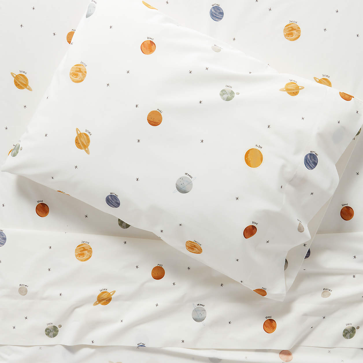 Modern Outer Space Organic Cotton Kids Twin Sheet Set Crate & Kids