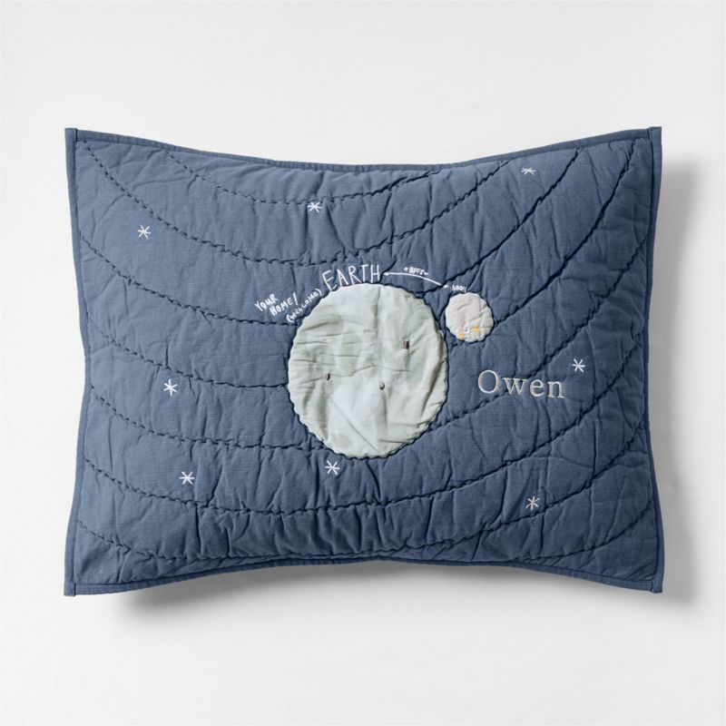 Outer Space Navy Blue Organic Cotton Kids Pillow Sham - image 1 of 3