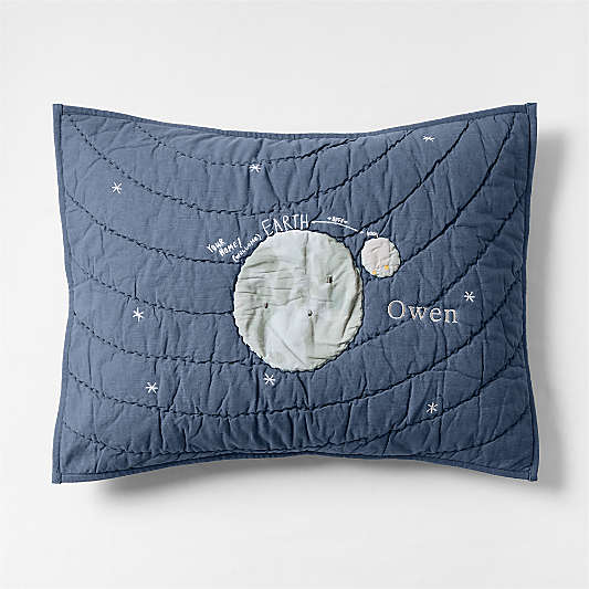 Outer Space Navy Blue Organic Cotton Kids Pillow Sham