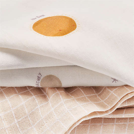 Outer Space Organic Cotton Gauze Baby Swaddle Blankets, Set of 2