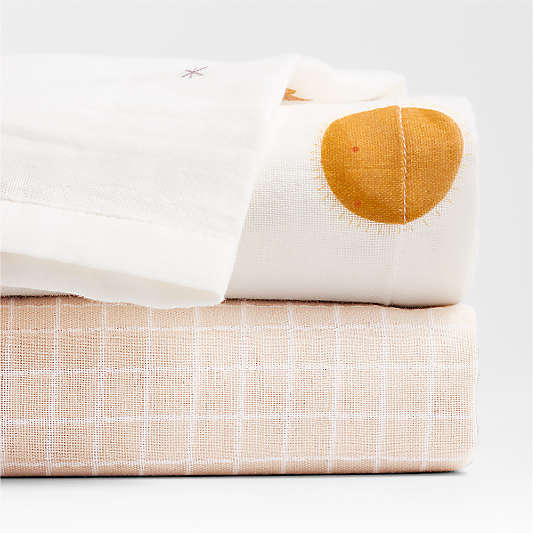 Outer Space Organic Cotton Gauze Baby Swaddle Blankets, Set of 2