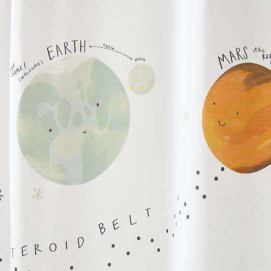 Outer Space 100% Organic Cotton Kids Shower Curtain
