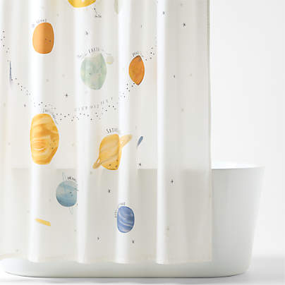 Outer Space Cotton Kids Shower Curtain