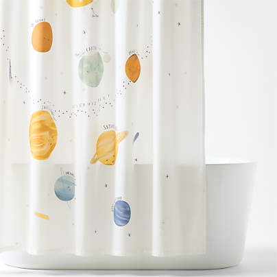 Outer Space 100% Organic Cotton Kids Shower Curtain