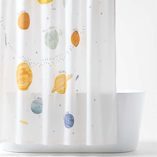 Outer Space Cotton Kids Shower Curtain