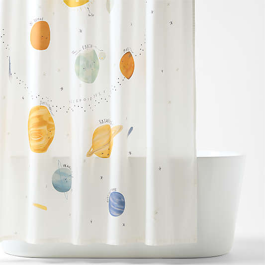 Outer Space Cotton Kids Shower Curtain