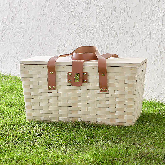 Outfitted Wooden Picnic Basket