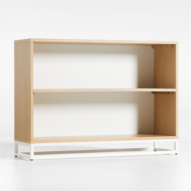 Outline White Metal and Wood 2-Shelf Bookcase