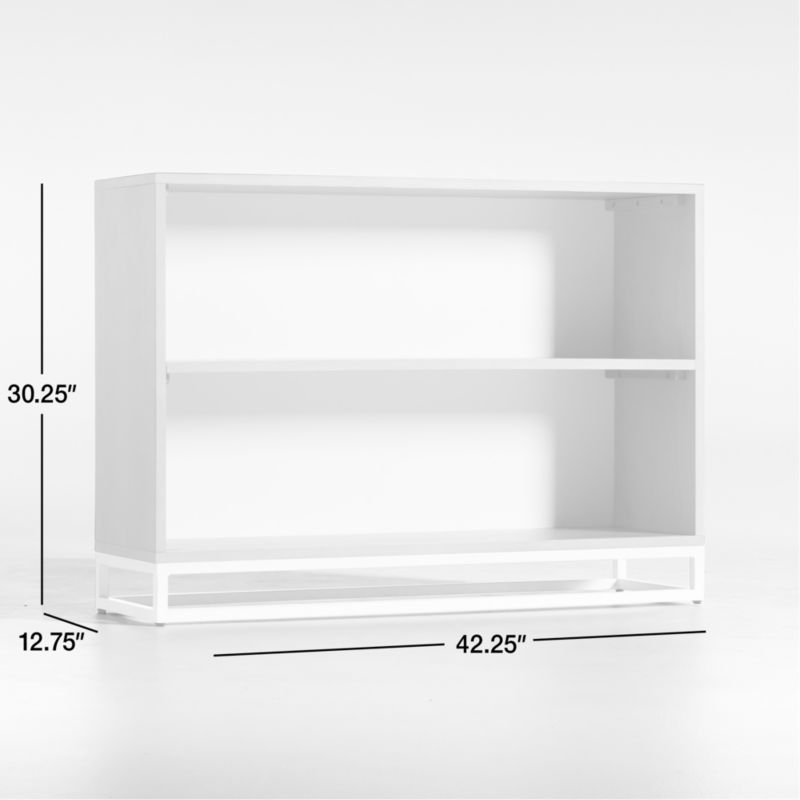 Outline White Metal and Wood 2-Shelf Bookcase