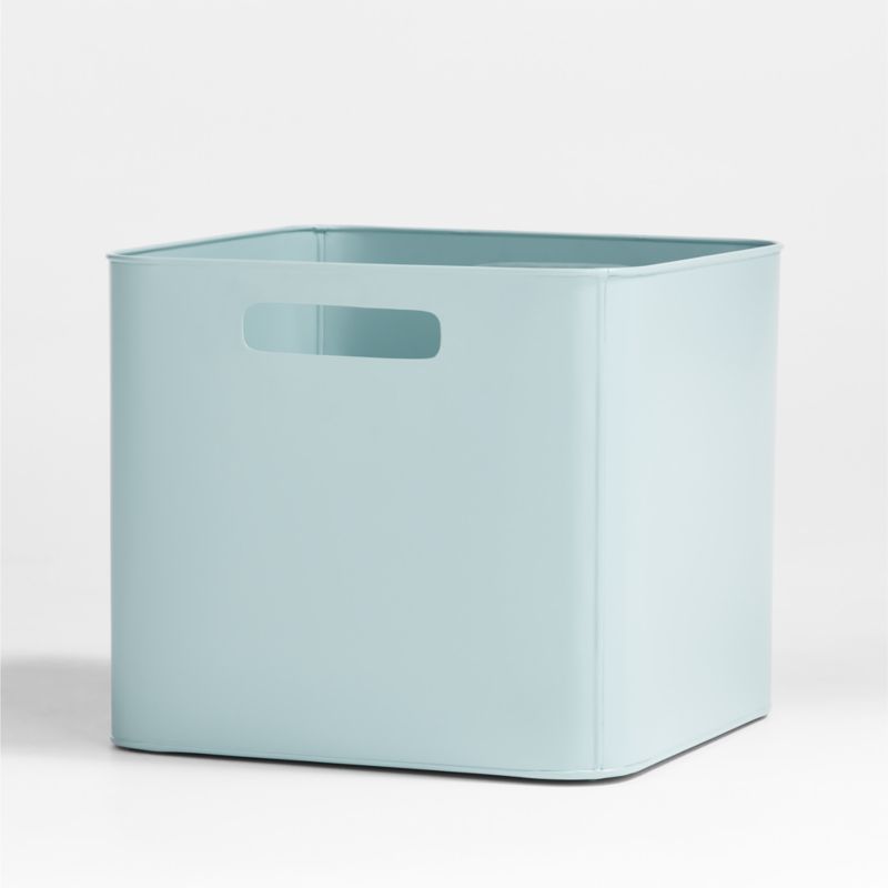 Outline Cloud Blue Large Metal Floor Bin with Wood Lid - image 4 of 7