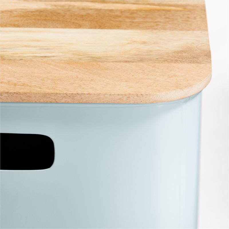 Outline Cloud Blue Large Metal Floor Bin with Wood Lid - image 6 of 7