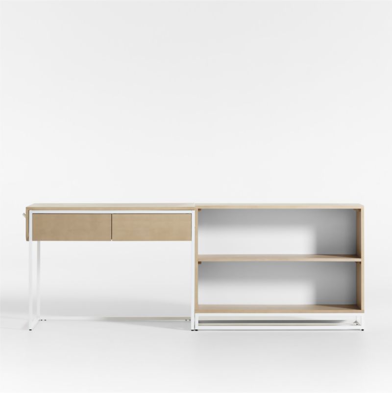 Outline White Metal and Wood 2-Shelf Bookcase