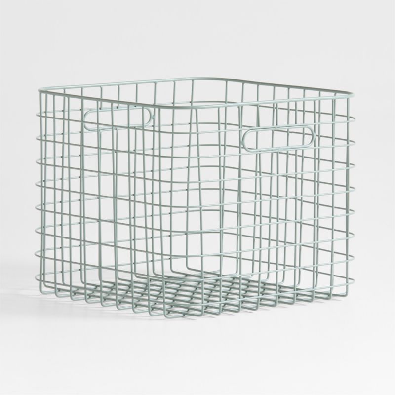 Outline Sage Large Wire Metal Floor Storage Bin with Wood Lid - image 3 of 6